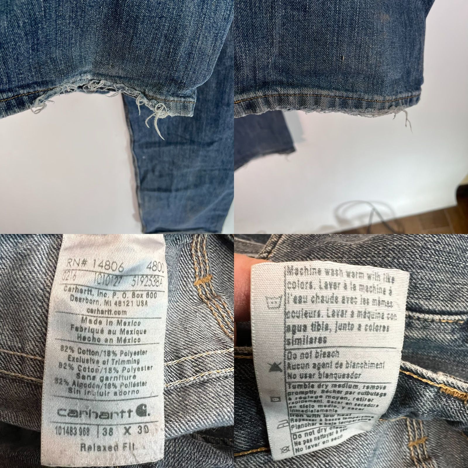 Carhartt Carhartt Jeans Relaxed Fit Straight Denim Blue 38 Mens 30 Inseam Distressed 5-Pocket Logo Button Zipper Medium Wash Regular Size Type Jeans Size US 38 / EU 54 - 8 Thumbnail