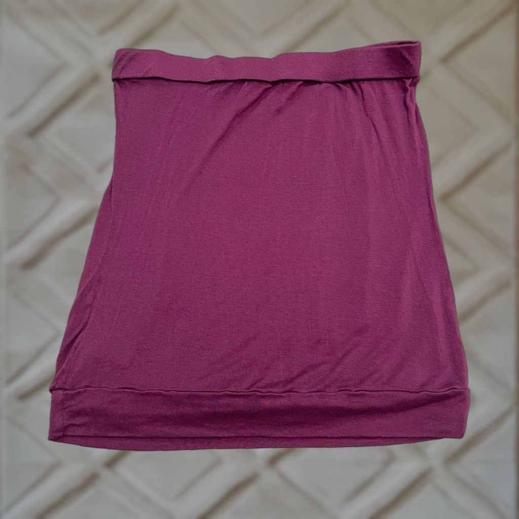 Vintage DJT Skirt Womens Medium Purple Knee Length Stretch Casual 30in 18in Knit Viscose Spandex Logo High Rise Front-Printed? Wait no. Size 32" / US 10 / IT 46 - 1 Thumbnail