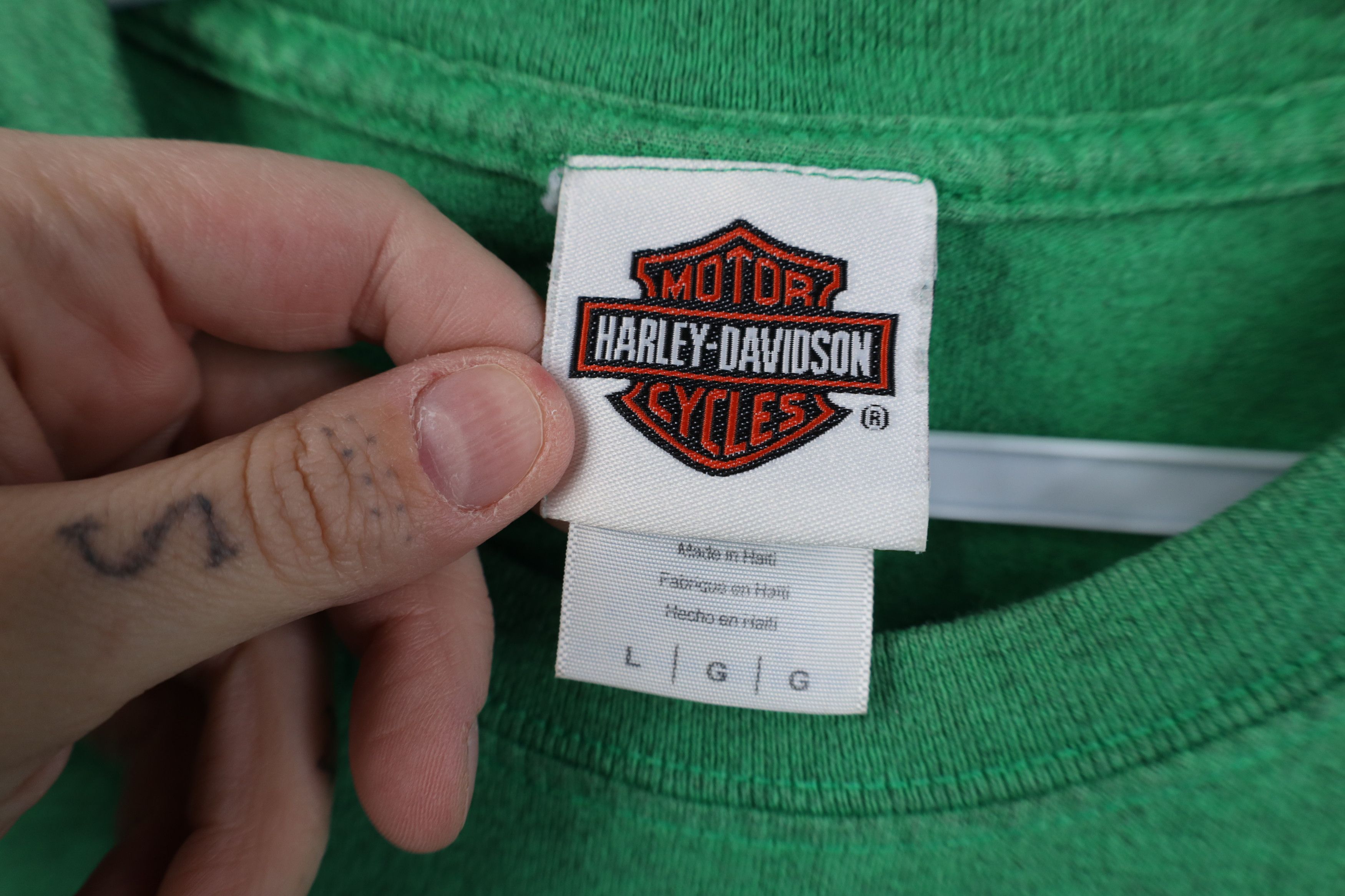 Harley Davidson Vintage Y2K Harley Davidson Spell Out Big Logo T-Shirt Green Size US L / EU 52-54 / 3 - 8 Thumbnail
