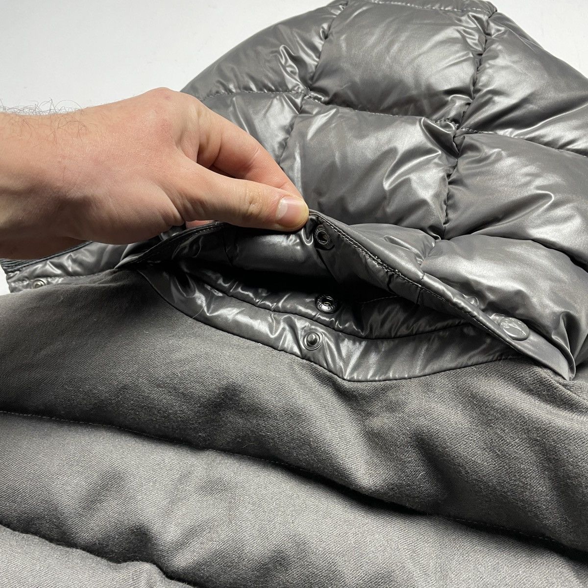 Moncler × Vintage MONCLER Astere Giubbotto Gray Hooded Down Puffer