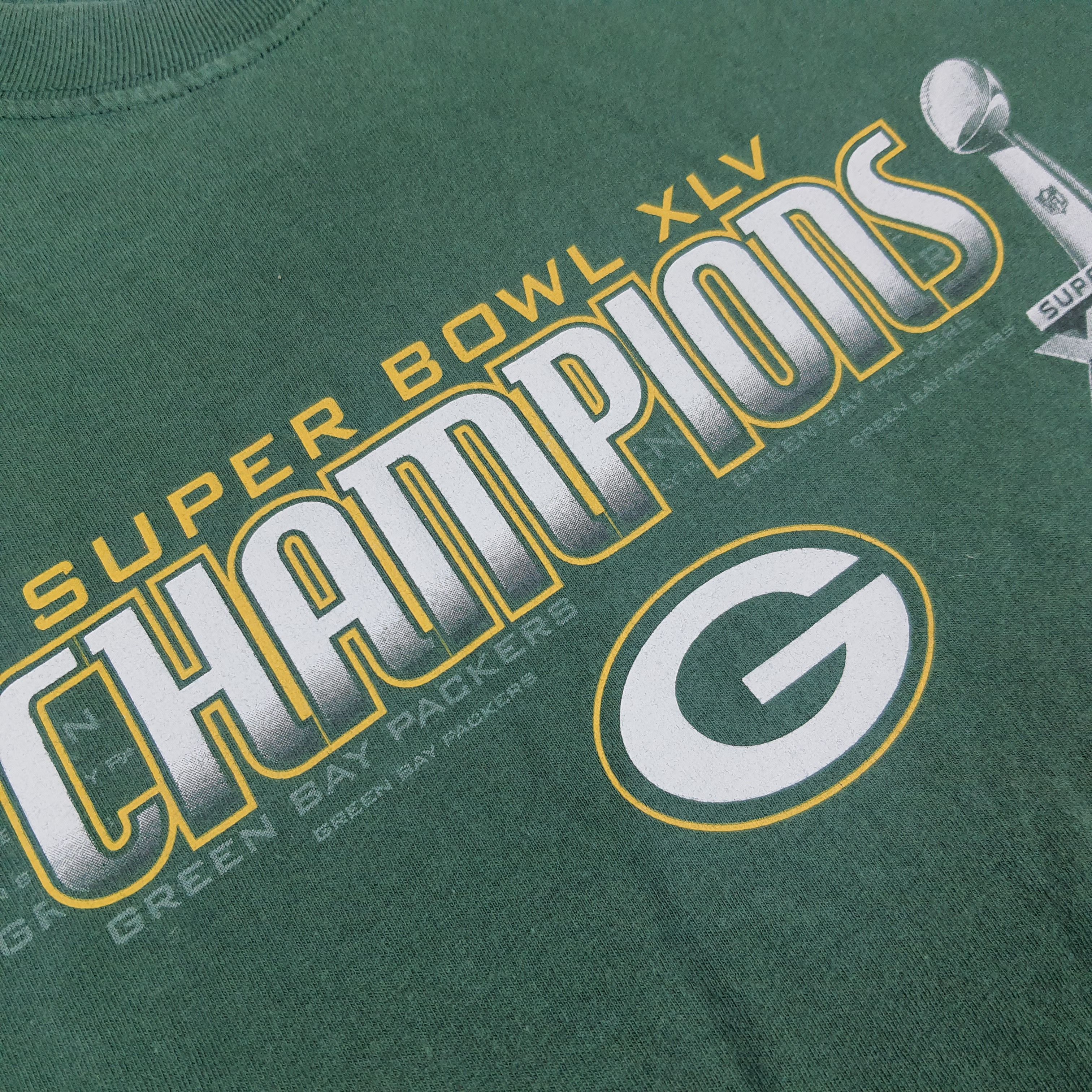 Vintage Vintage Super Bowl XLV Green Bay Packers Tshirt C285N15 Size US L / EU 52-54 / 3 - 3 Thumbnail