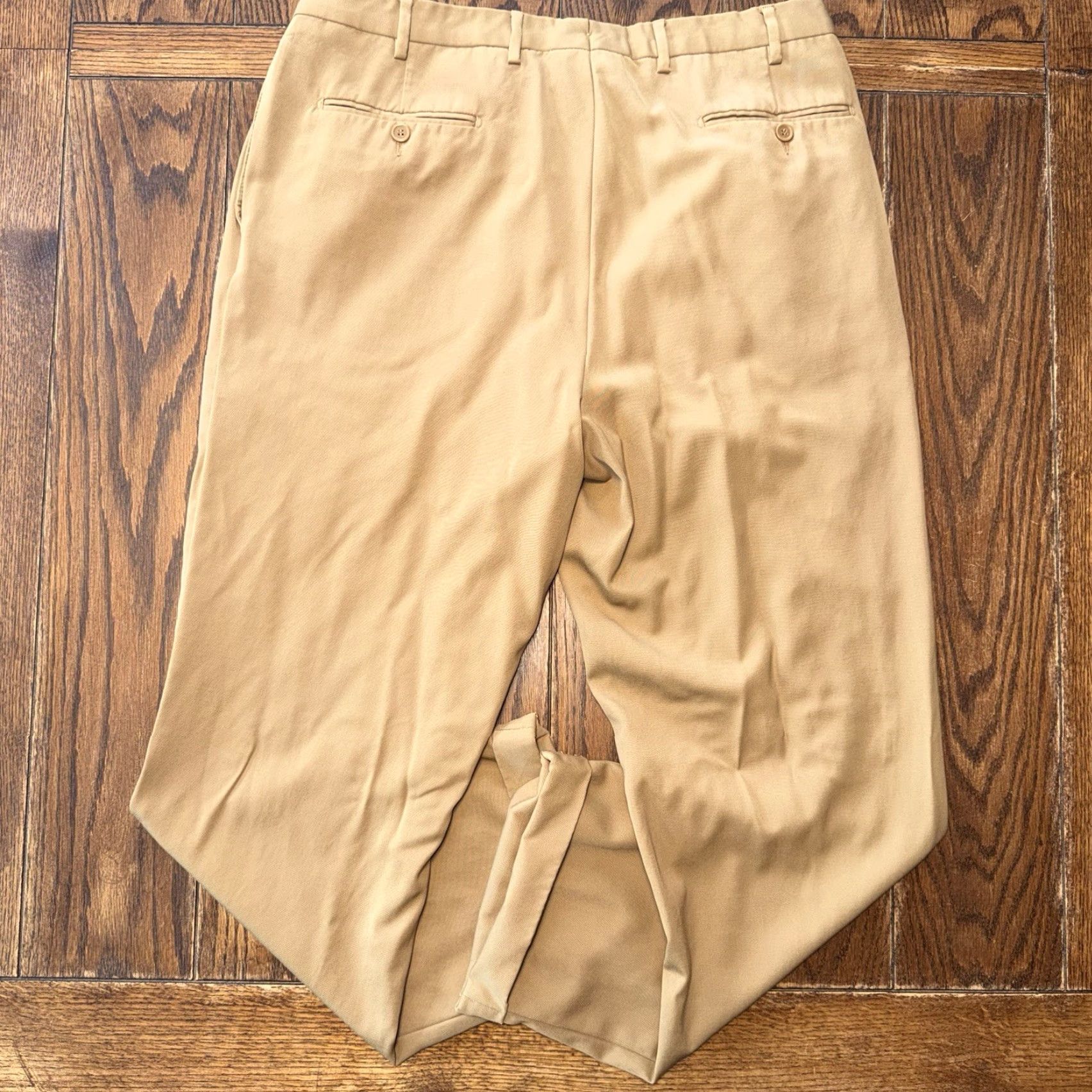 Vintage Ben Silver Charleston Pants Men’s 37x30 Beige Pleated Cuffed Straight 80s USA Men's Dress Pants Size US 38 / EU 54 - 7 Thumbnail