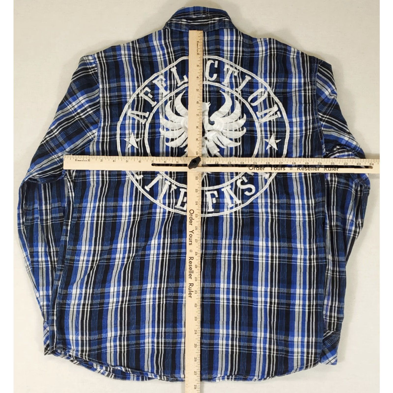 Affliction VINTAGE? Affliction Shirt Button-Up Men L Blue Embroidered Premium Black White Long Sleeve Size US L / EU 52-54 / 3 - 4 Thumbnail