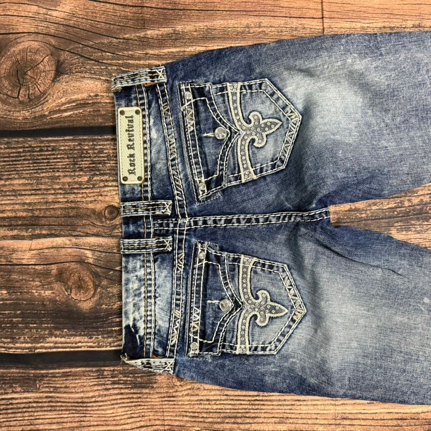 Rock Revival Rock Revival Jillian Women's 27 Capri Jeans Blue Medium Wash Size 27" / US 4 / IT 40 - 4 Thumbnail