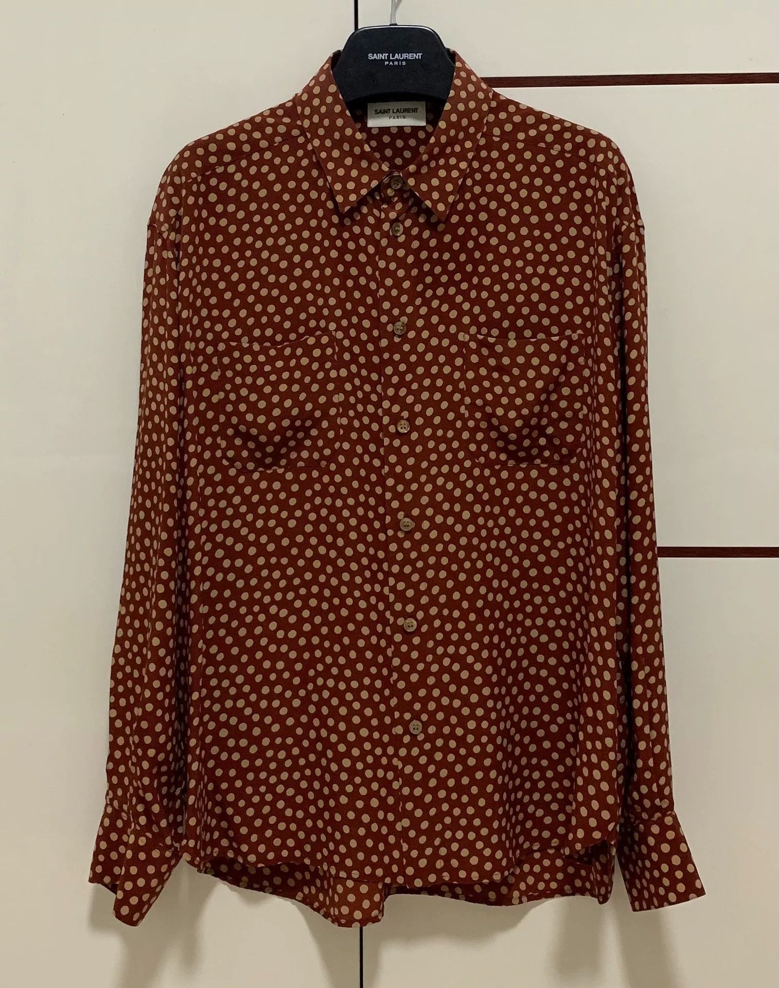 Saint Laurent Paris Saint Laurent Orange Silk Polka Dot Shirt Size US XS / EU 42 / 0 - 1 Thumbnail