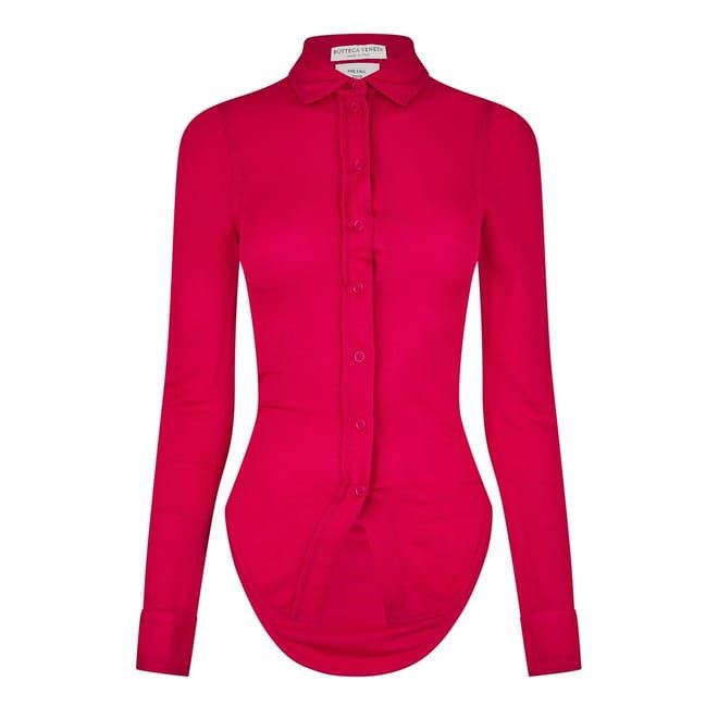 Bottega Veneta Bottega Veneta Slim Fit Knit Shirt in Pink Size M / US 6-8 / IT 42-44 - 1 Thumbnail