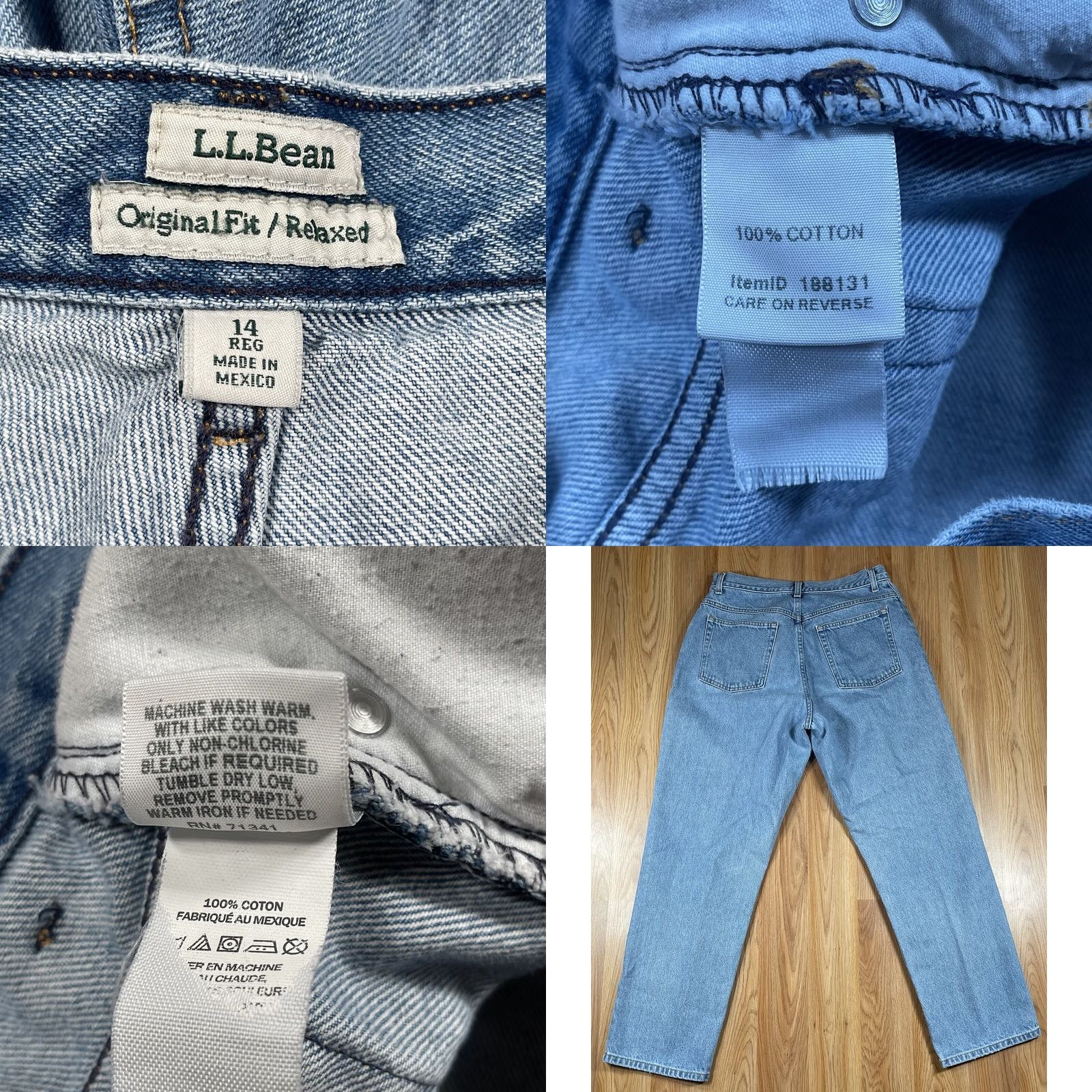 Vintage VINTAGE LL Bean Womens 14 Denim Jeans Blue 100% Cotton Regular Straight 5-Pocket Belt Loops 29in Inseam Mens Women Girls Size 36" / US 14 / IT 50 - 8 Thumbnail