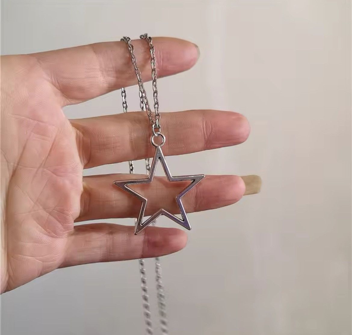 Jewelry Silver Hollow Star Pendant Necklace Size ONE SIZE - 4 Thumbnail