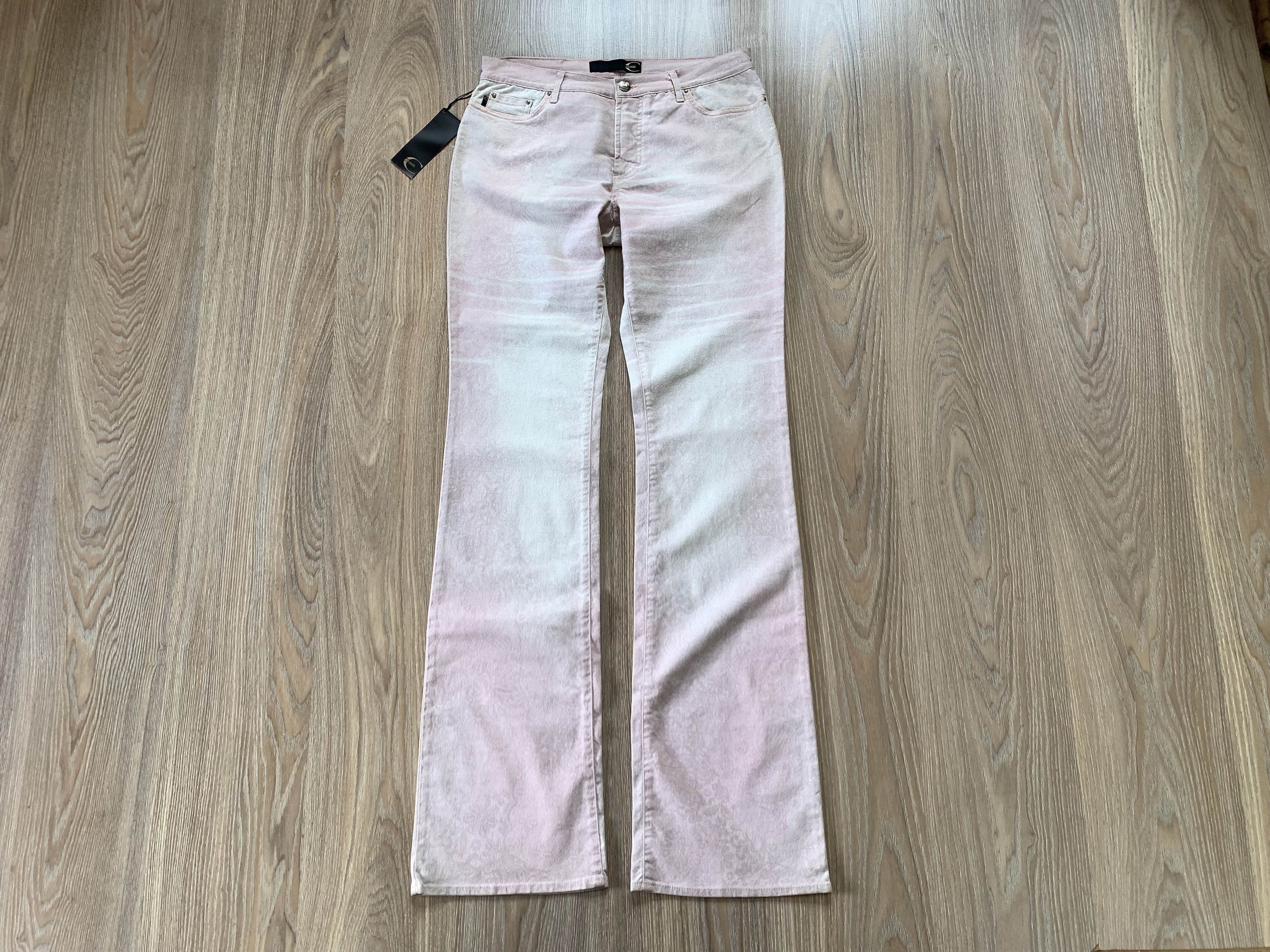 Just Cavalli Rare Just Cavalli Women's Pink Printed Bell Bottom Jeans Size 32" / US 10 / IT 46 - 1 Thumbnail
