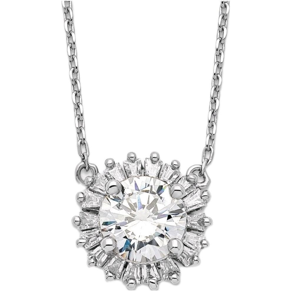 Other 18k White Gold Plated Clear Glass Starburst Pendant 16" Neck Size ONE SIZE - 1 Thumbnail