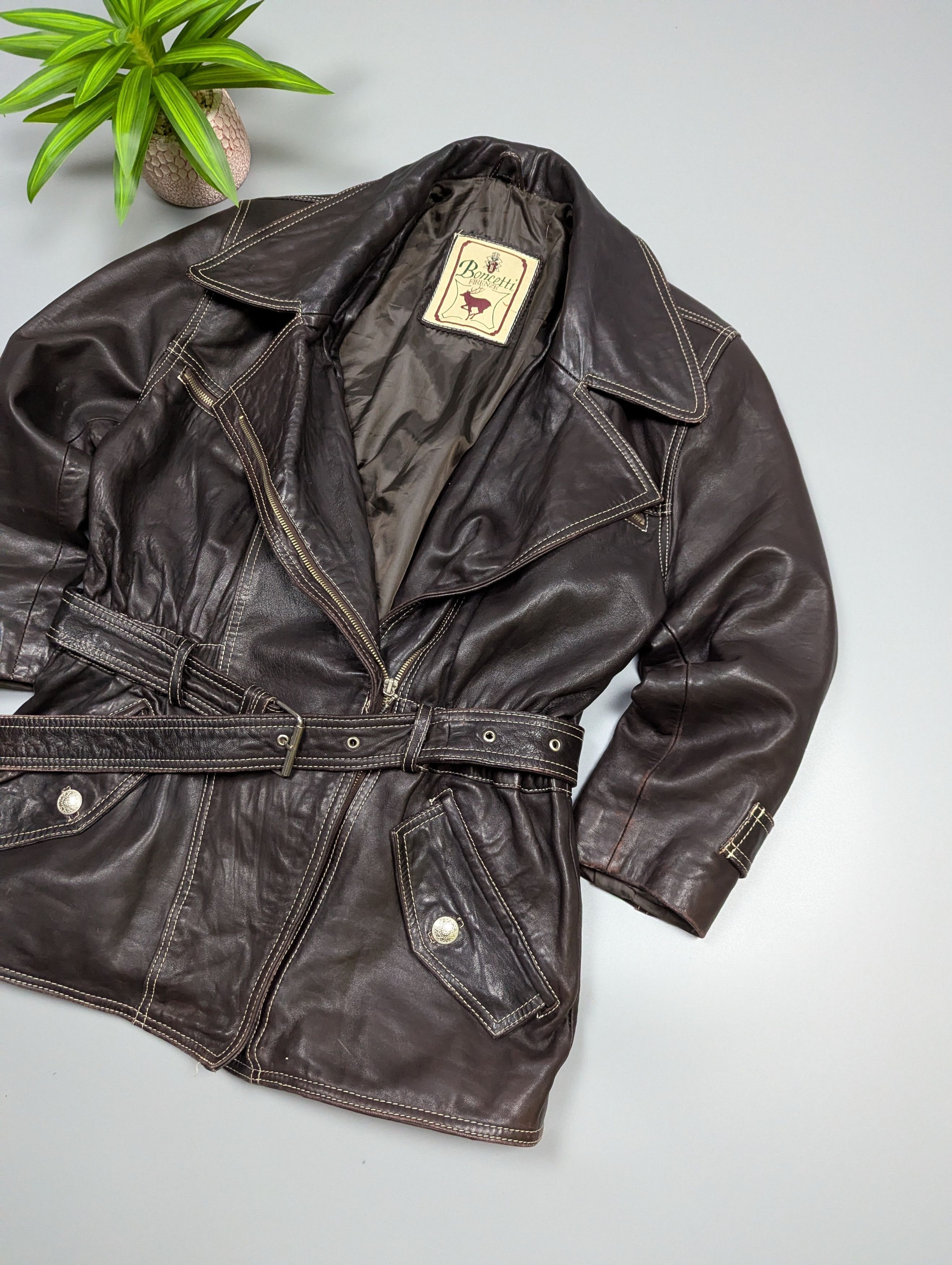 Bonchetti Firenze 90s Vintage Leather Trench Coat/Jacket