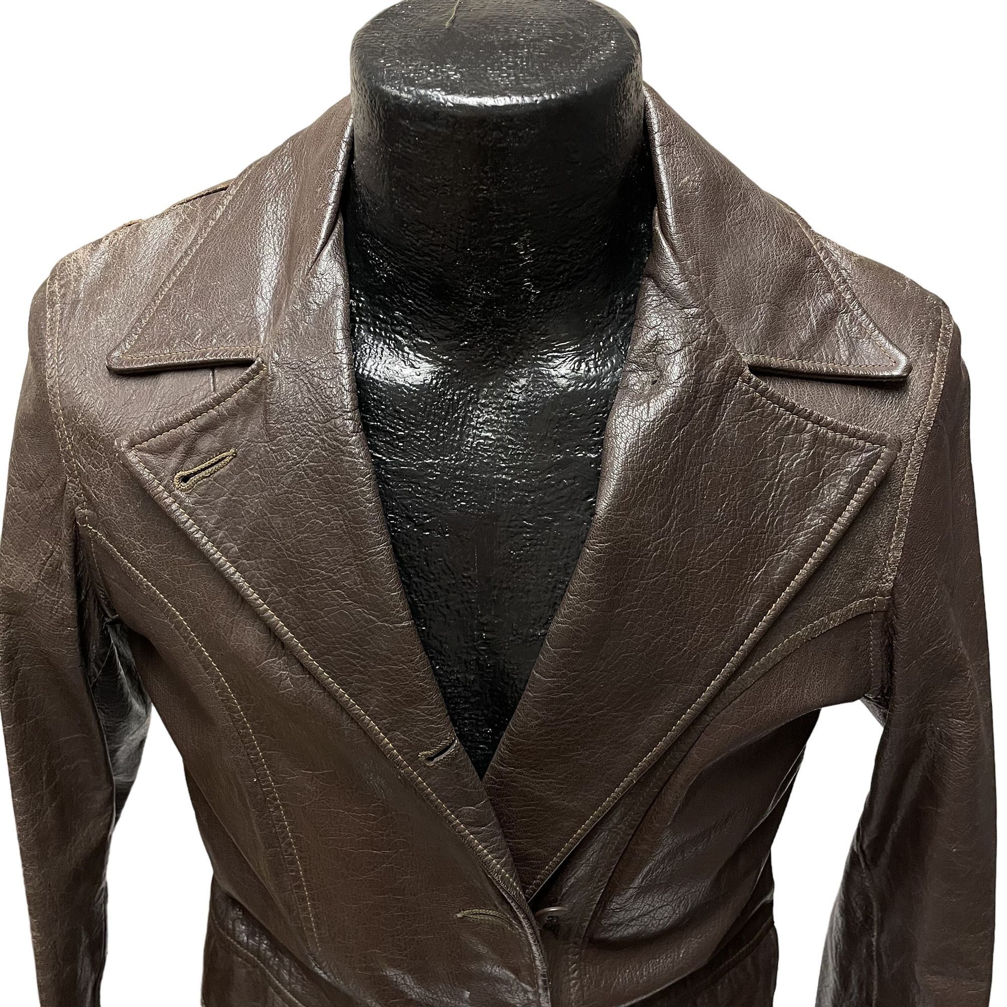 Other Vtg DISTRESSED Leather Motorcycle Hippie Goat Skin Jacket Size S / US 4 / IT 40 - 2 Thumbnail