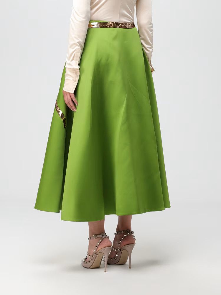 Valentino o1s22i1n0924 Techno Duchesse A-Line Skirt in Green Size 28" / US 6 / IT 42 - 4 Thumbnail