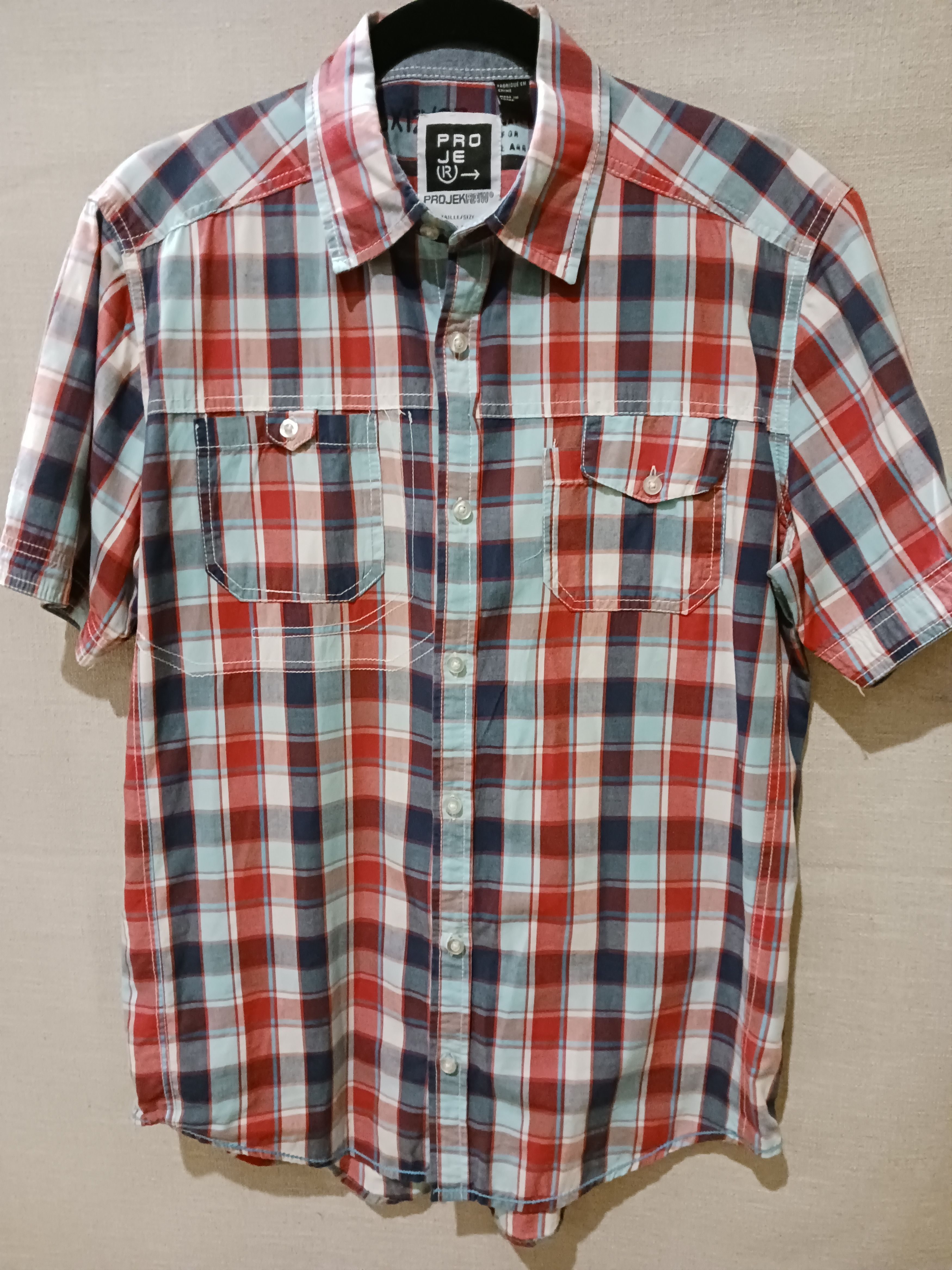 Other Pro Jek Raw Men's 100% Cotton Plaid Short Sleeve Shirt Size US M / EU 48-50 / 2 - 1 Thumbnail