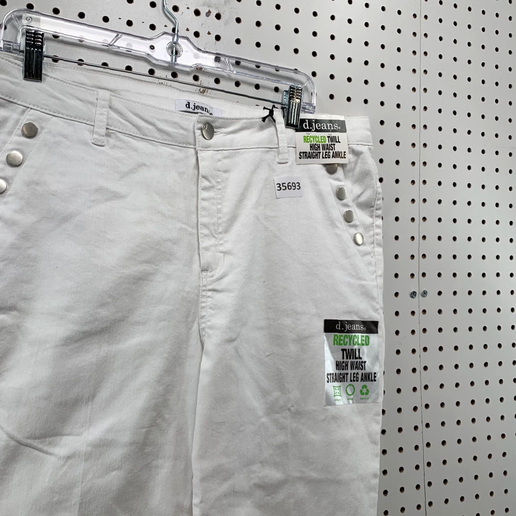 Vintage D.Jeans White Twill Pants Womens 14 High Waist Straight Ankle NWT Studded Pants Womens 14 White Twill Straight Ankle NWT Studded Size 36" / US 14 / IT 50 - 5 Thumbnail
