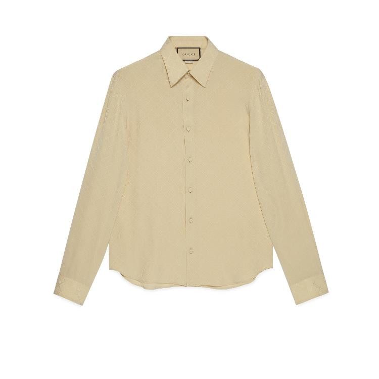 Gucci o1loc1c0226 751054 GG Silk Crêpe Shirt in Beige Size US L / EU 52-54 / 3 - 1 Thumbnail