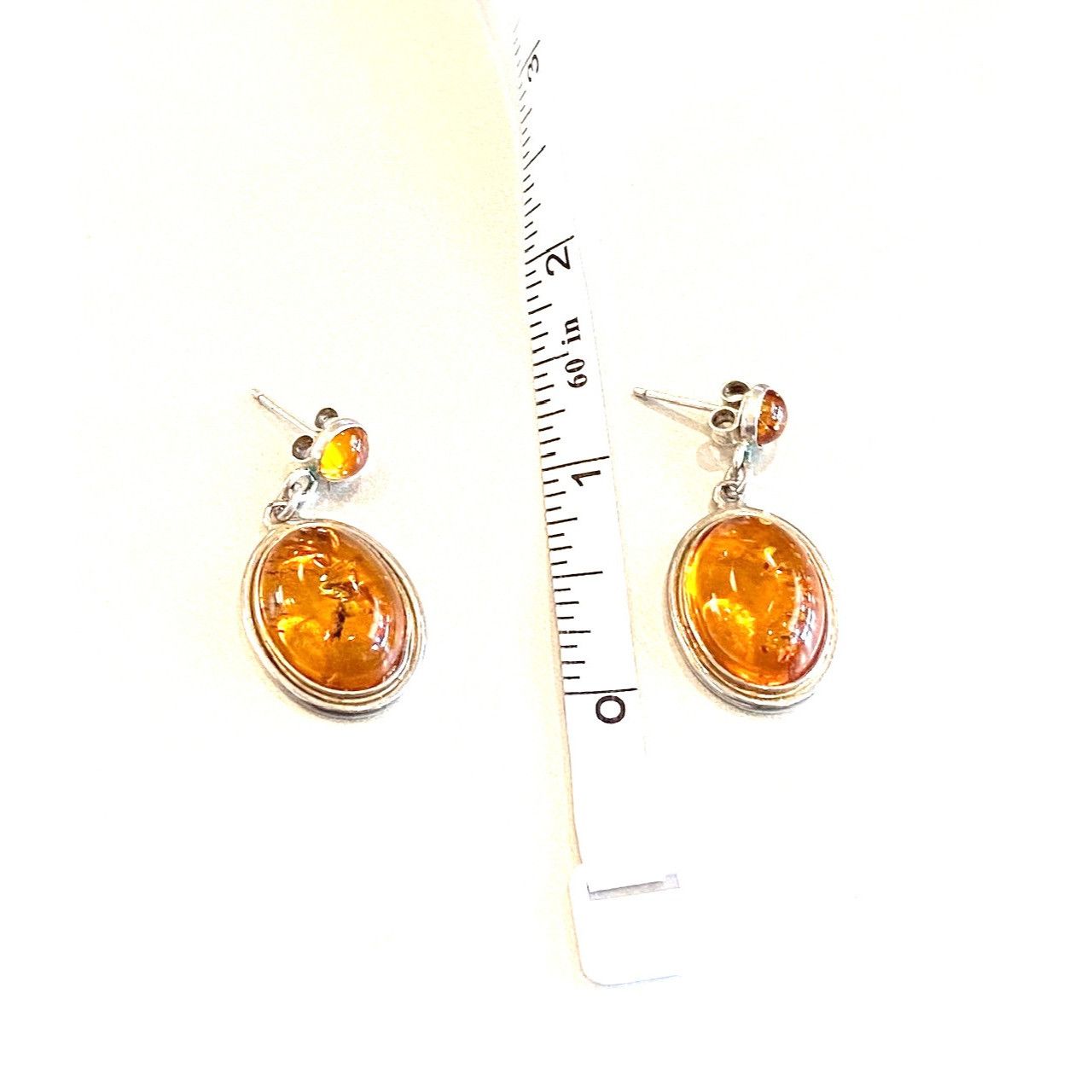 Other Silver Sterling 925 Oval Amber Dangle Drop Earrings Stud Bac Size ONE SIZE - 7 Thumbnail