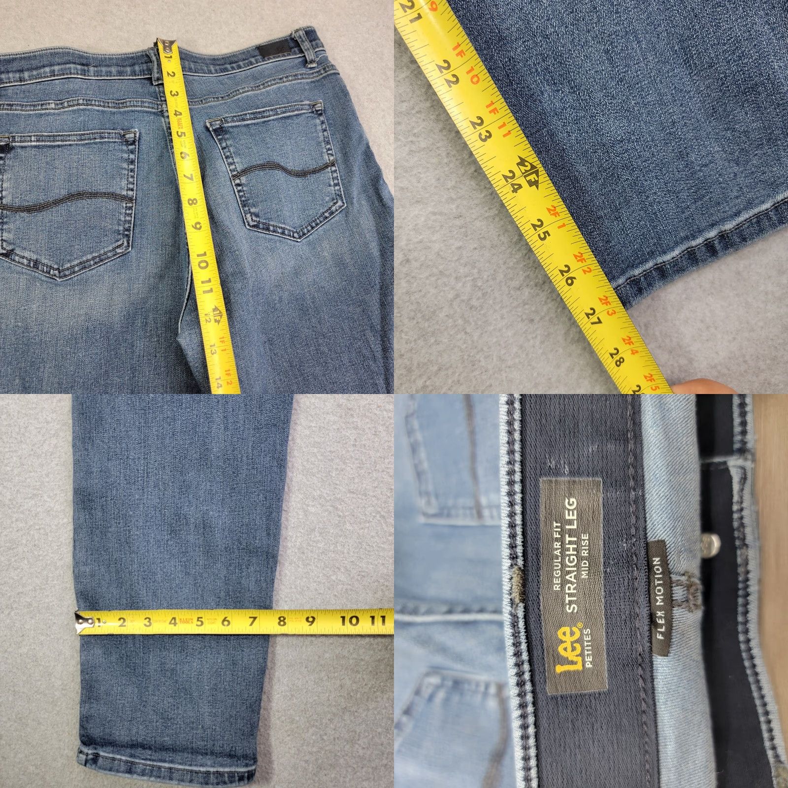 Lee Lee Jeans Womens 14P Flex Motion stretch Straight Mid Rise Med Wash Denim Jeans Mens Womens0.13 Size 36" / US 14 / IT 50 - 8 Thumbnail