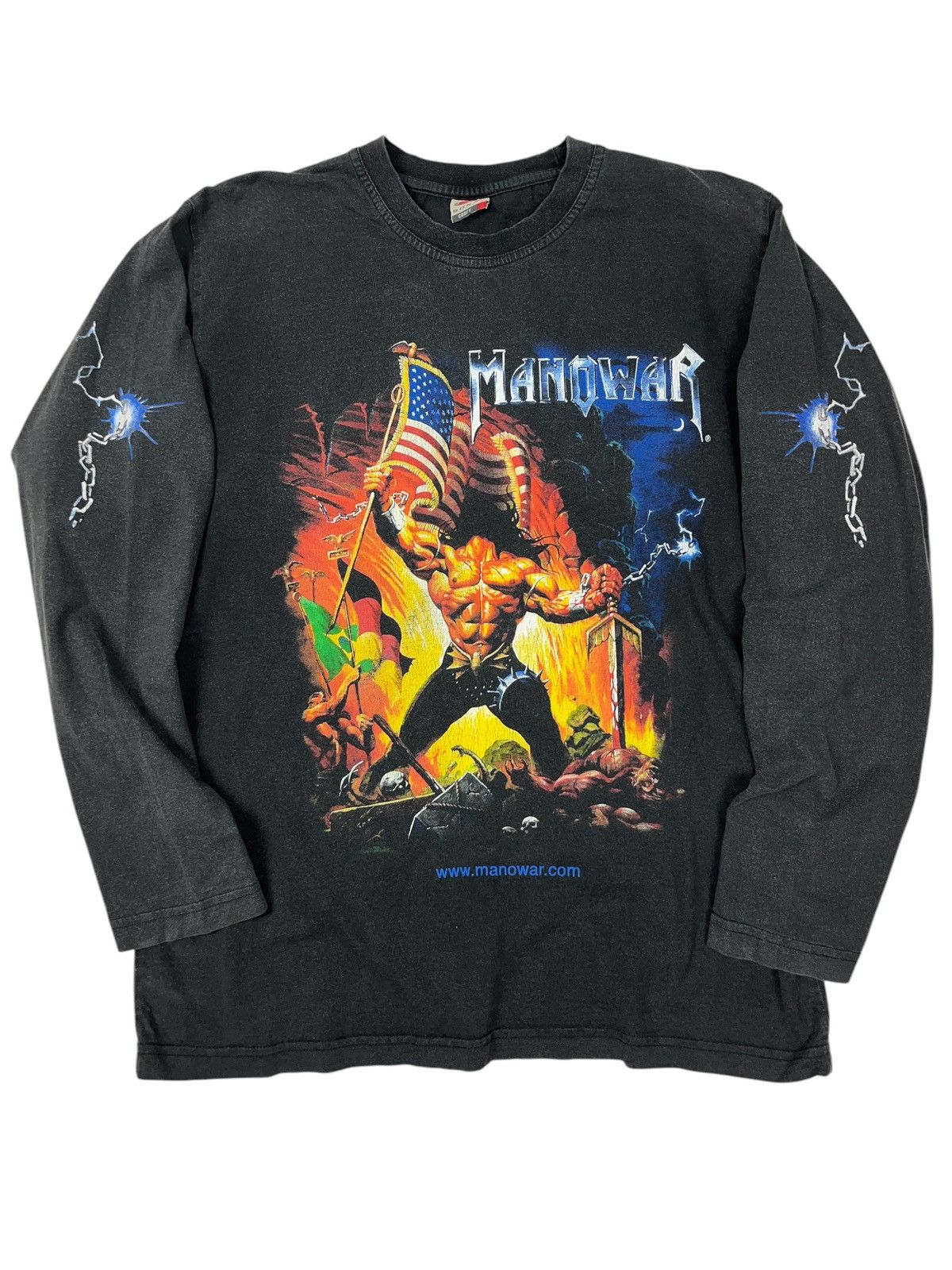 Band Tees × Vintage Vintage 2002 Manowar Warrior of the World Long Sleeve Size US L / EU 52-54 / 3 - 1 Thumbnail