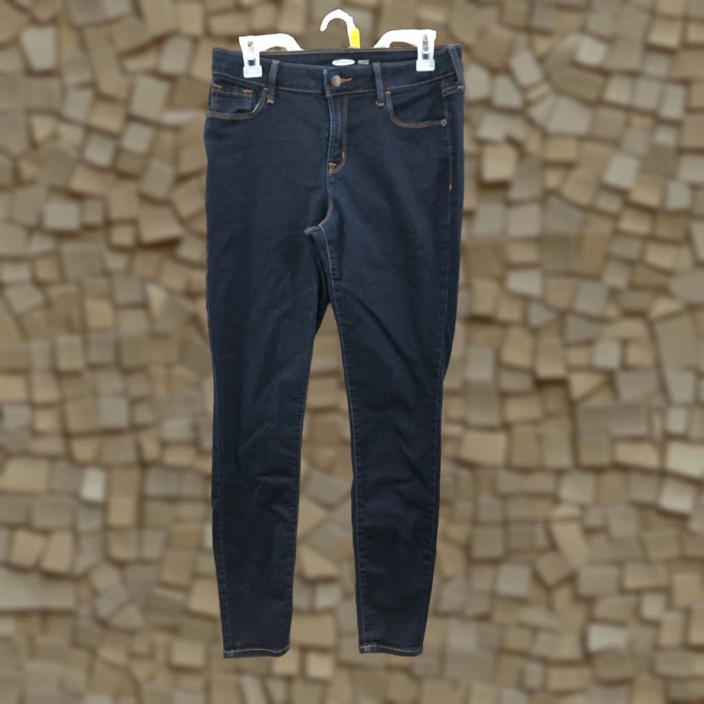 Old Navy Old Navy Jeans Size 10L Womens Mid Rise Dark Wash Blue Denim Skinny 5-Pocket Design Regular Waist 30 in Inseam 30 in Blue Womens Jeans Size 32" / US 10 / IT 46 - 1 Thumbnail