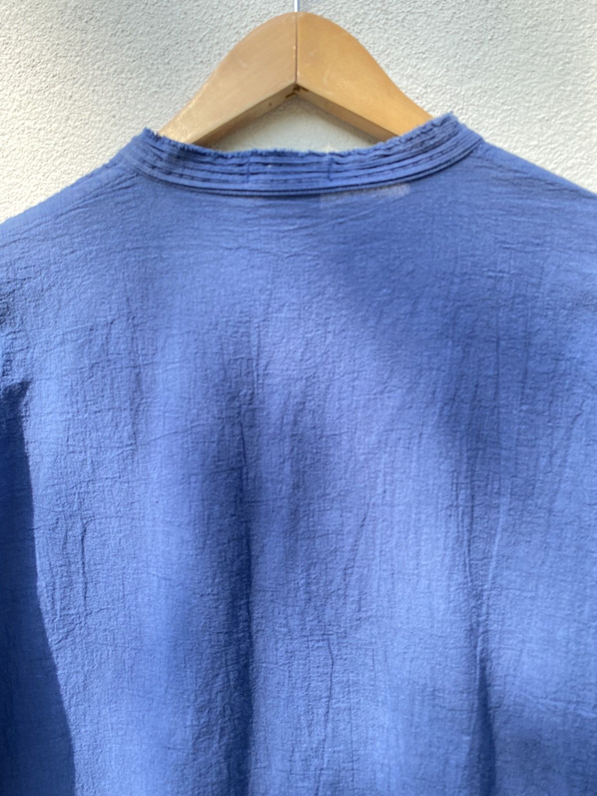 Issey Miyake Plantation Blue Textured Mandarin Collar Shirt. Size M / US 6-8 / IT 42-44 - 12 Thumbnail