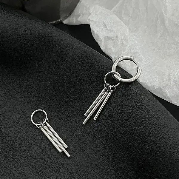 Designer × Jewelry × Vintage 925 Silver Plated Dangle Drop Hoop Earrings for Men Women Size ONE SIZE - 2 Thumbnail