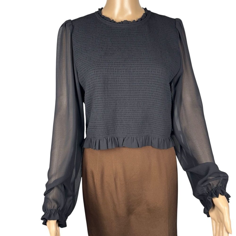 Aritzia New Aritzia Wilfred Tempest Smocked Chiffon Black Blouse Si Size XXL / US 16-18 / IT 52-54 - 3 Thumbnail