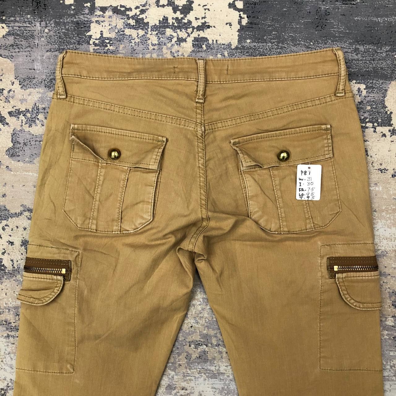 Japanese Brand P87 QUEEN'S LOW X WHITE LABEL FLARED CARGO PANTS Size US 31 - 4 Thumbnail