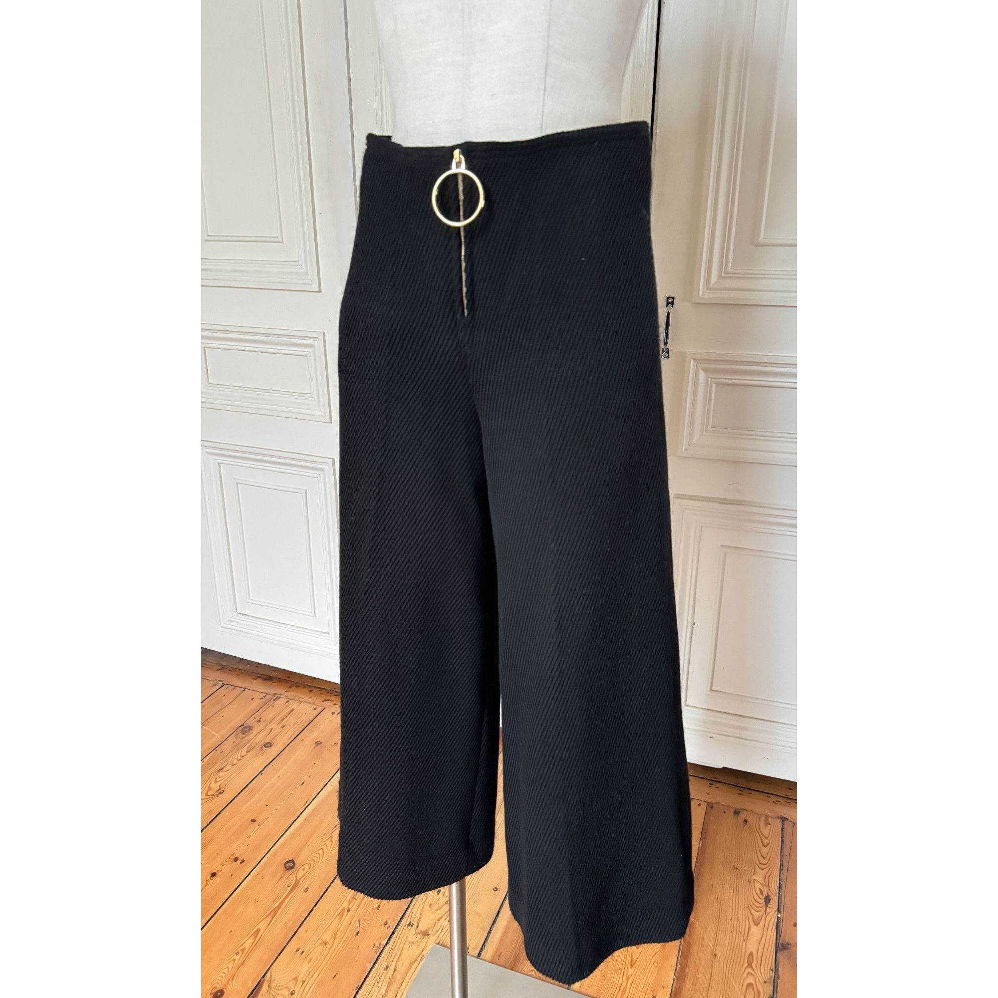 Celine Phoebe Philo Pre-Fall 2015 Black Corduroy Wide-Leg Pants Size 26" / US 2 / IT 38 - 3 Thumbnail