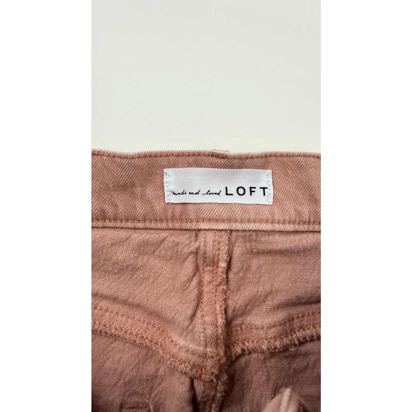 Loft LOFT Jeans Womens 29 8 Pink High Waist Straight Crop Raw Hem Denim Pants Size 29" - 3 Thumbnail