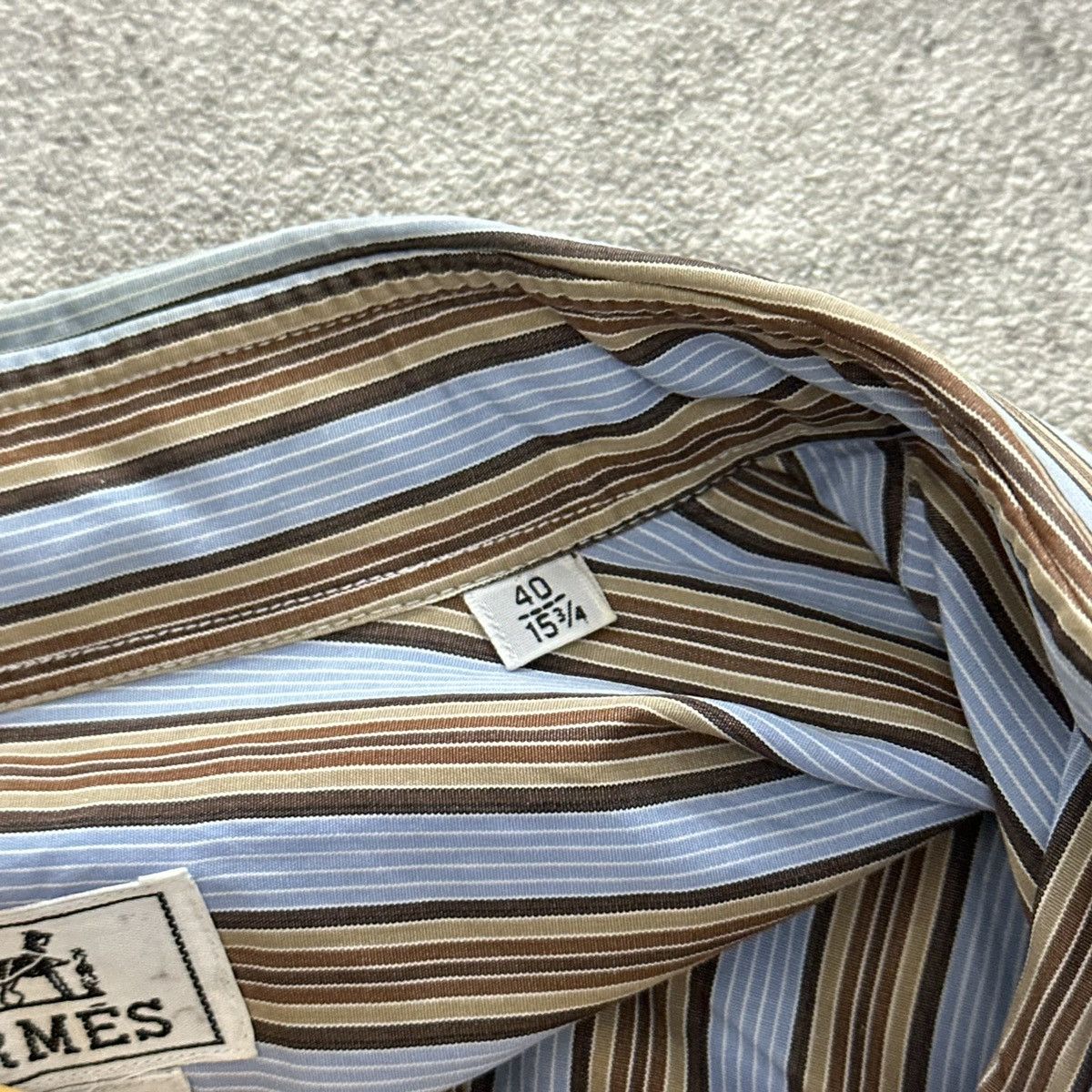 Hermes 90s Vintage Hermes Paris Striped Button Down Striped Shirt Size US M / EU 48-50 / 2 - 9 Thumbnail