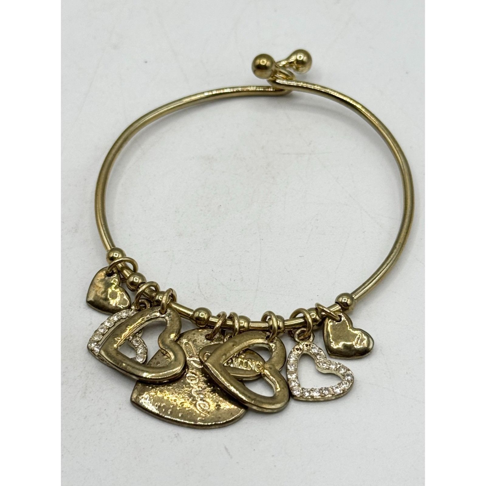 Other Love heart charm bangle gold bracelet Size ONE SIZE - 3 Thumbnail