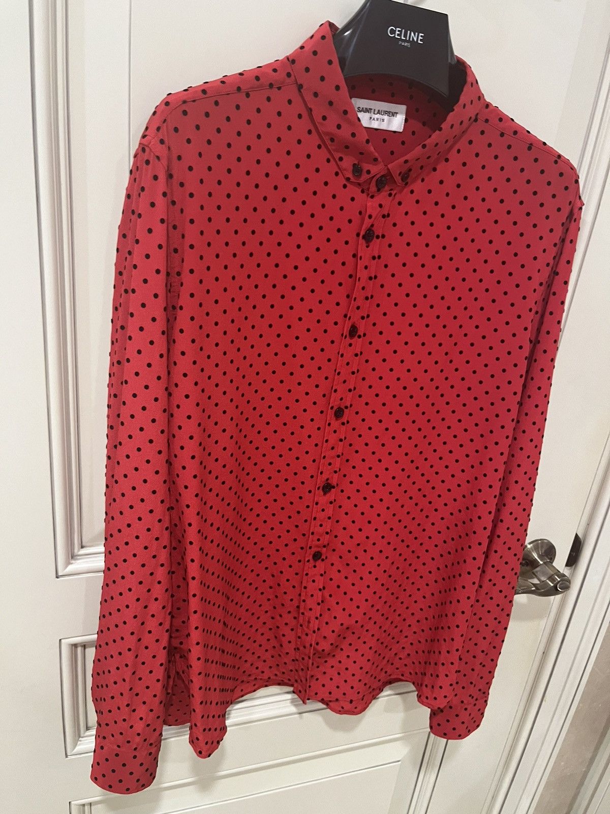 Saint Laurent Paris polka dots silk shirt collar size40 Size US M / EU 48-50 / 2 - 14 Thumbnail