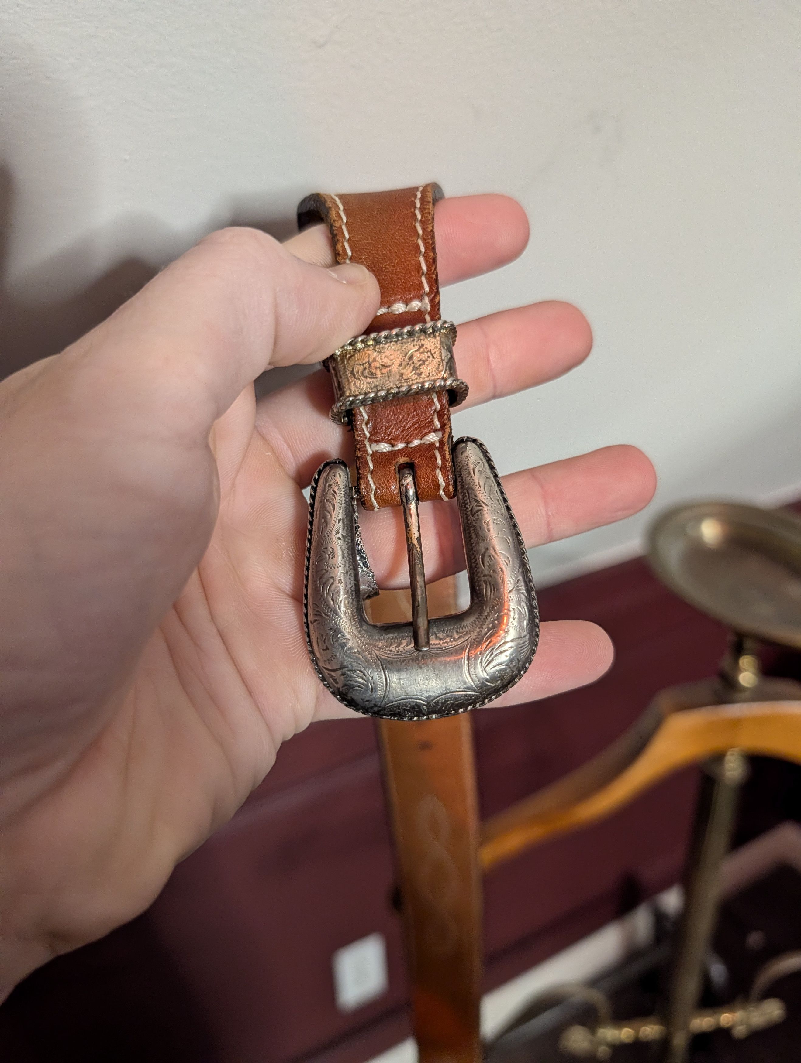 Charter Club JANE JUSTIN vtg Italian western embellished leather belt Size ONE SIZE - 2 Thumbnail