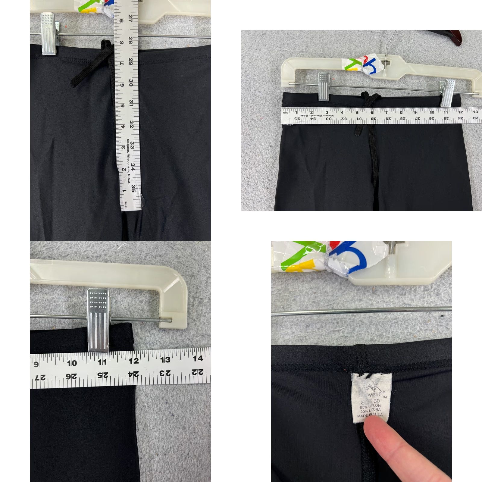 Vintage Jamner Shorts Adult 30 Black Nylon Spandex Blend Swimsuit Unbranded US Made 30x6 Men Bottom Jammer Sports Competitive Lifeguard Training Water Polo Size US 30 / EU 46 - 8 Thumbnail