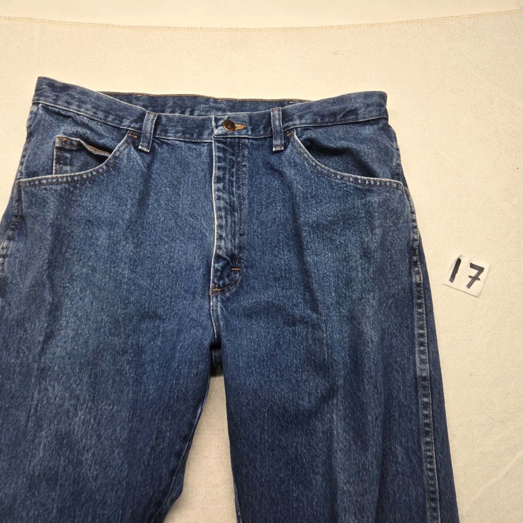 Vintage Rustler Jeans - Denim Regular Fit Zip Up Straight Leg 36x30 Kid/Adult? Actually Adult Men's Regular - Blue 36 x 30 - Cowboy Western Pants Size US 36 / EU 52 - 2 Thumbnail