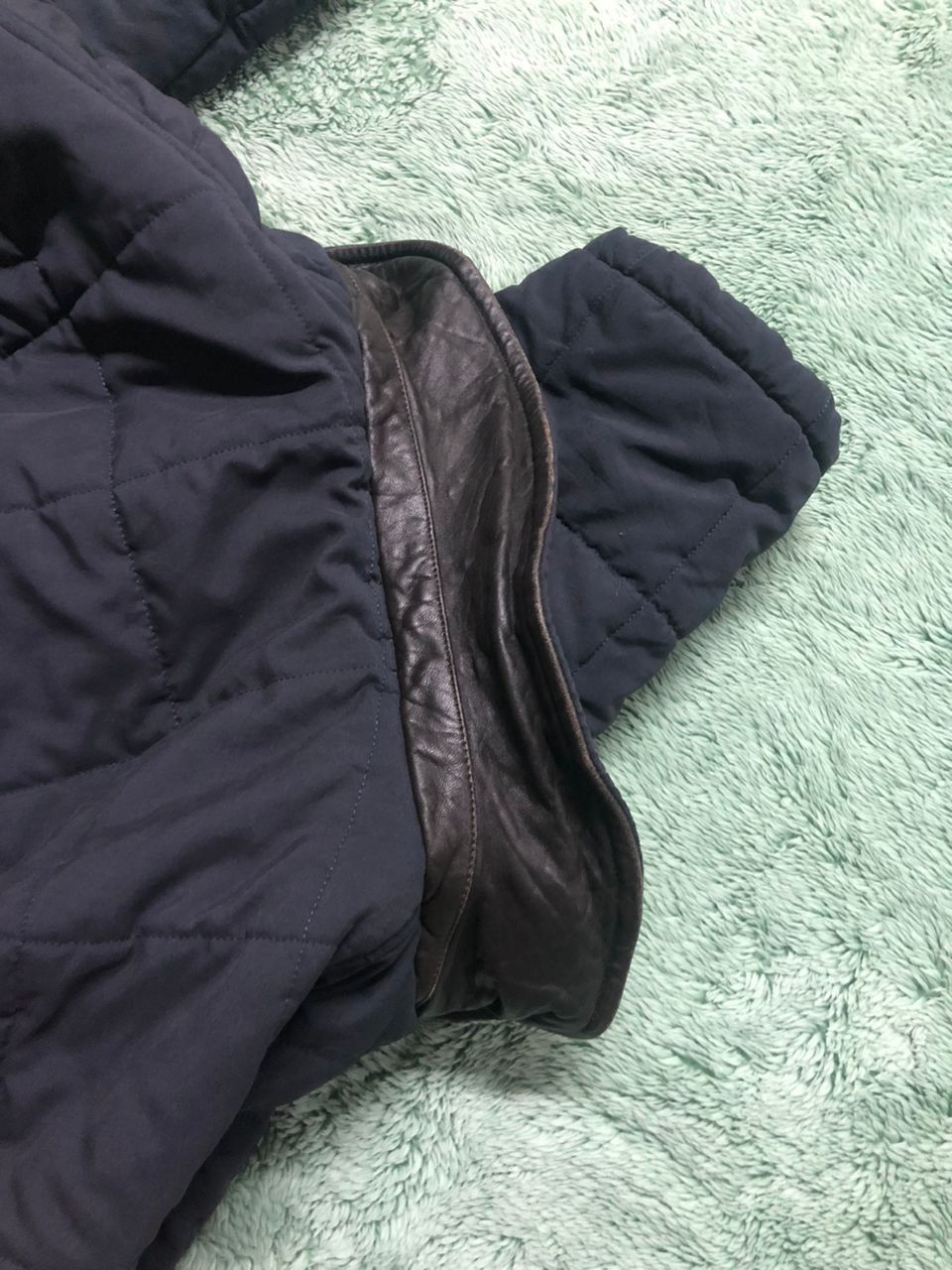 Vintage Vintage Ital Style Quilted Down Coat Jacket Leather Collar Size US XL / EU 56 / 4 - 18 Thumbnail