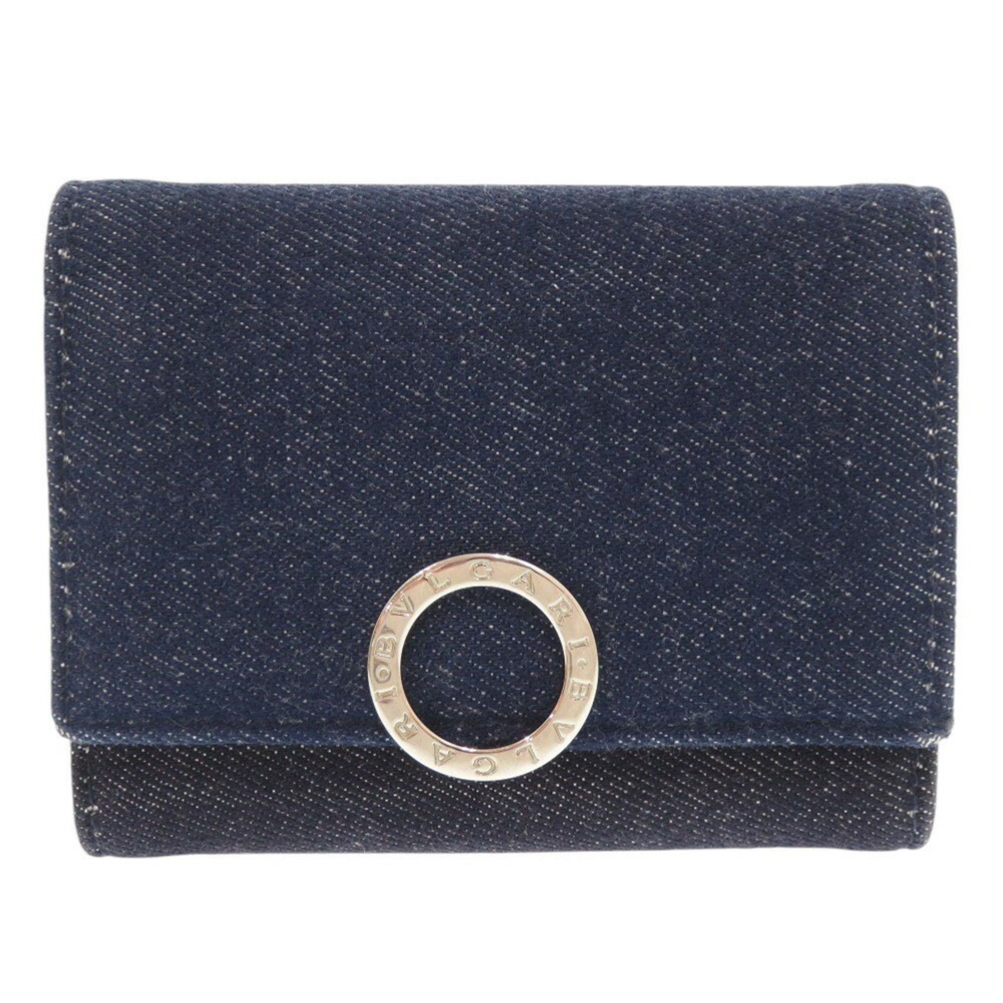 Bvlgari Clip Denim Blue Tri-fold Wallet 1905BVLGARI