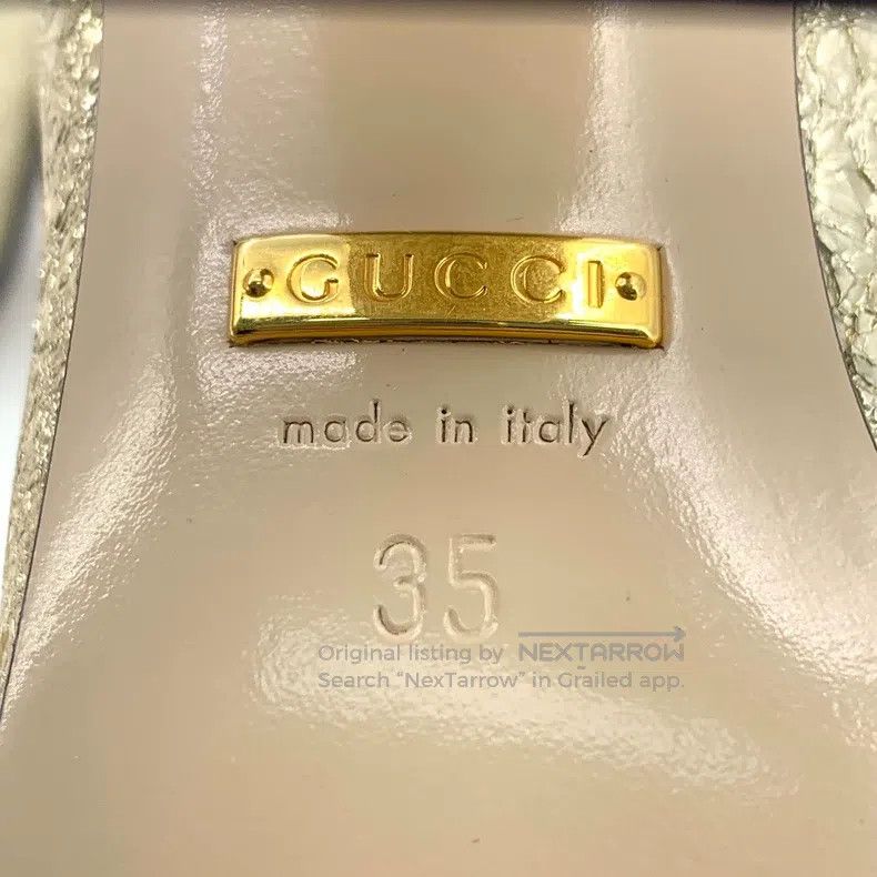 Gucci Gucci Gold logo fine glitter thick high heels Mary Jane sh Size US 4.5 / IT 34.5 - 7 Thumbnail