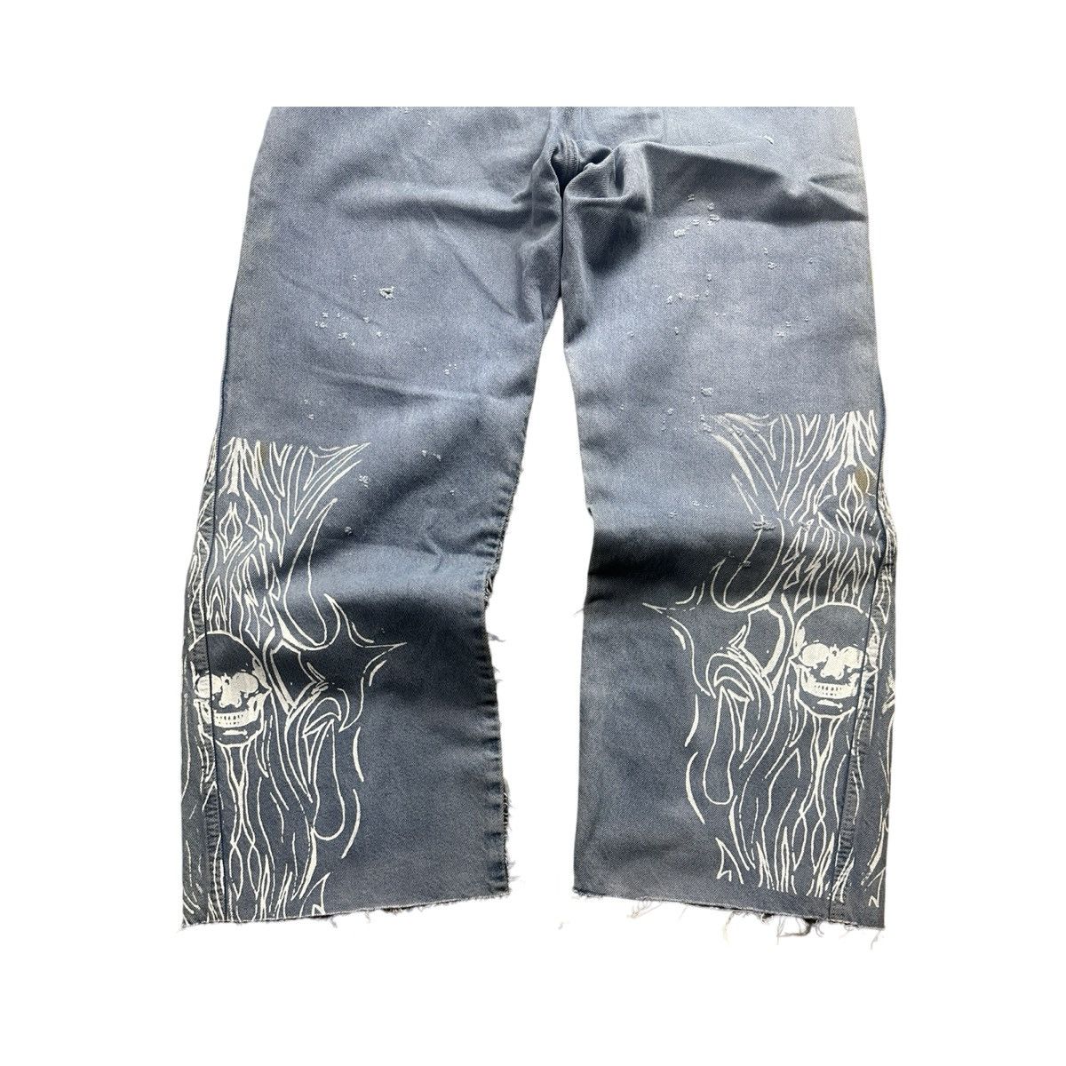 Japanese Brand Baggy Sashiko Skull Denim Midnight Wash 36x28 Size US 36 / EU 52 - 8 Thumbnail