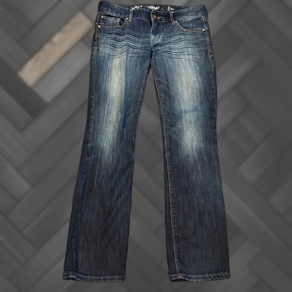 Express VINTAGE? No. Express Jeans Womens 0S Low Rise Dark Wash Blue Denim Skinny Stretch Casual Size 25" / US 0 / IT 36 - 1 Thumbnail