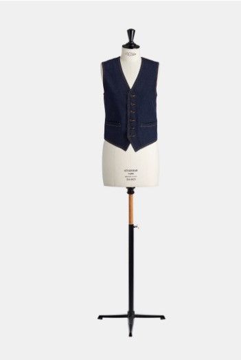 o1w1db10924 Cotton Denim Vest in Deep Blue