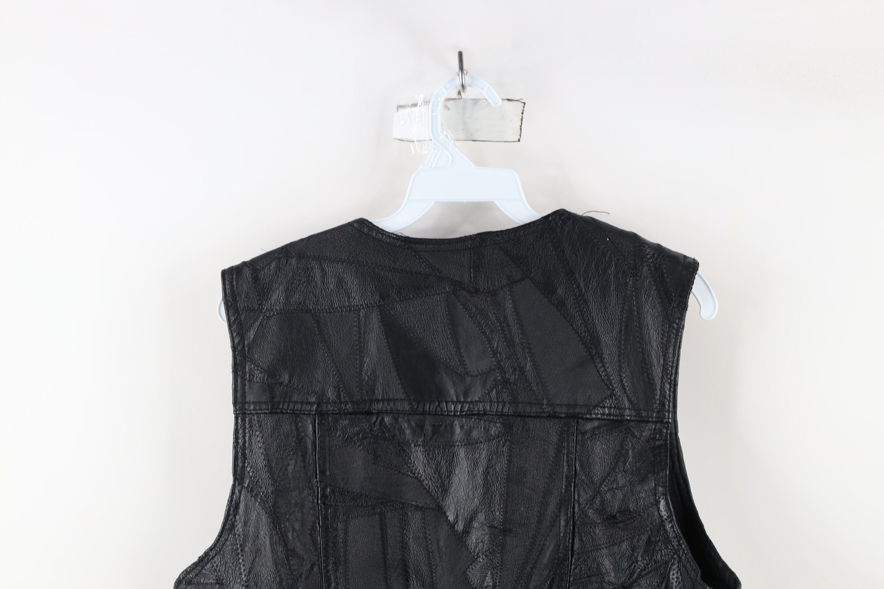 Vintage Vintage 90s Streetwear Patchwork Leather Vest Jacket Black Size US M / EU 48-50 / 2 - 15 Thumbnail