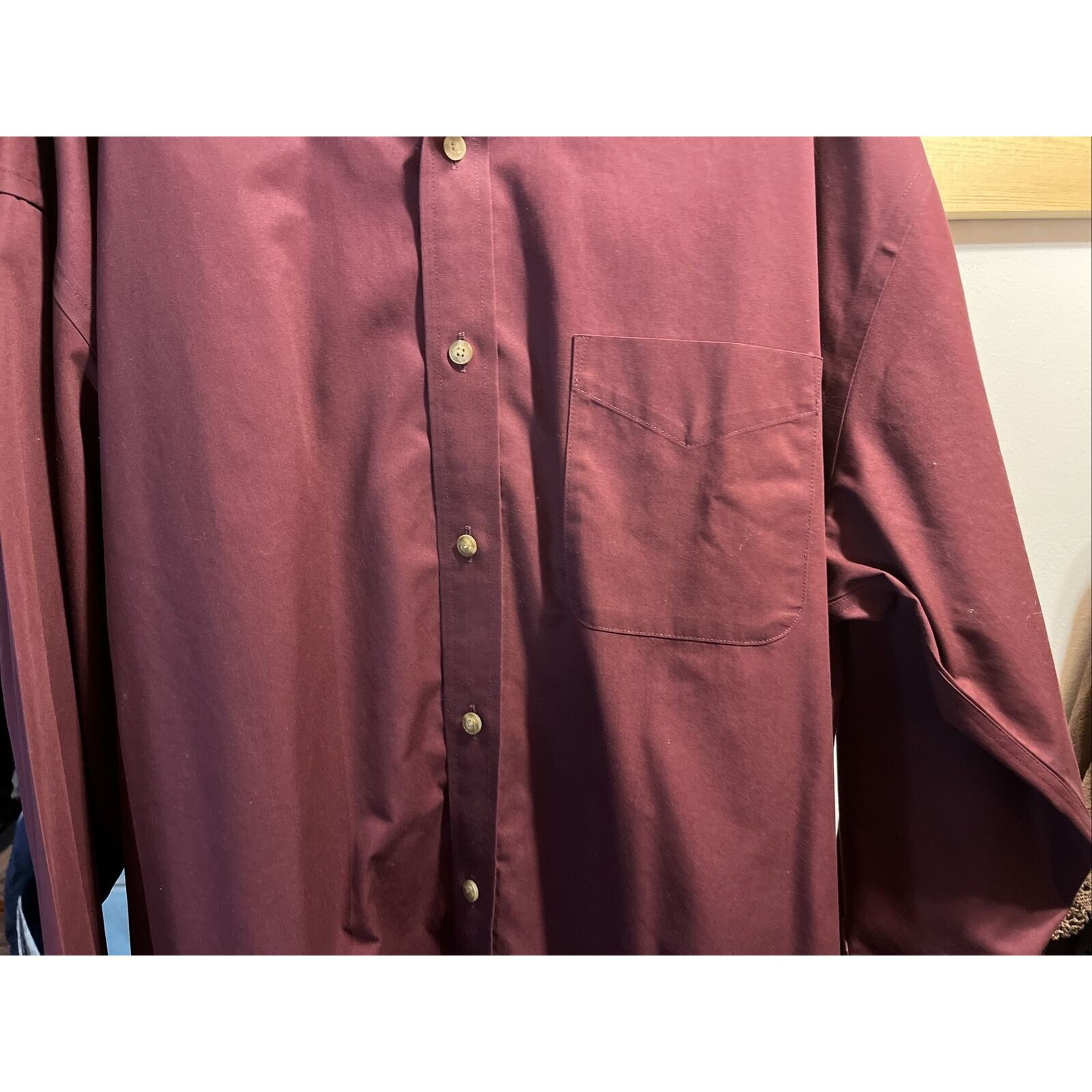 Enro ENRO Men's L Maroon LS Button Up Cotton Non-Iron Twill Shirt Size US L / EU 52-54 / 3 - 13 Thumbnail