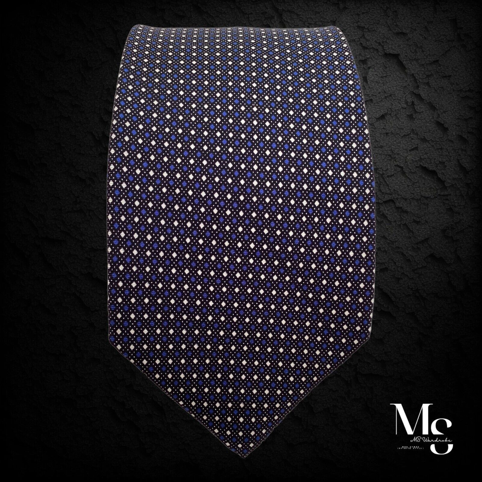Other VASSI COUTURE 7Fold XL Blue Geometric Silk Tie Italy W:3.5" Size ONE SIZE - 5 Thumbnail