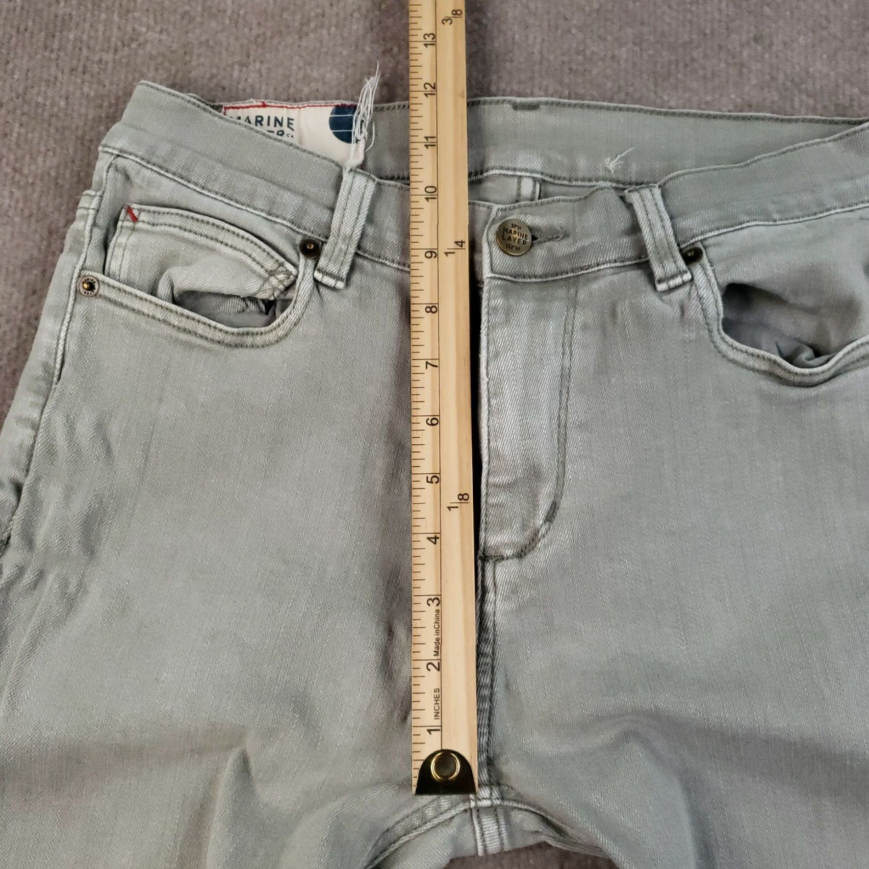 Marine Layer Marine Layer Jeans Mens 29x30 Green Slim Straight Stretch Cotton Size US 29 - 7 Thumbnail