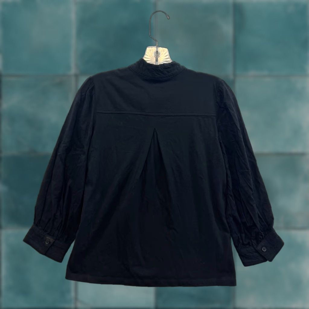 Banana Republic VINTAGE Banana Republic Black Blouse Shirt 3/4 Sleeve Mock Neck Womens S Refined? Size S / US 4 / IT 40 - 1 Thumbnail