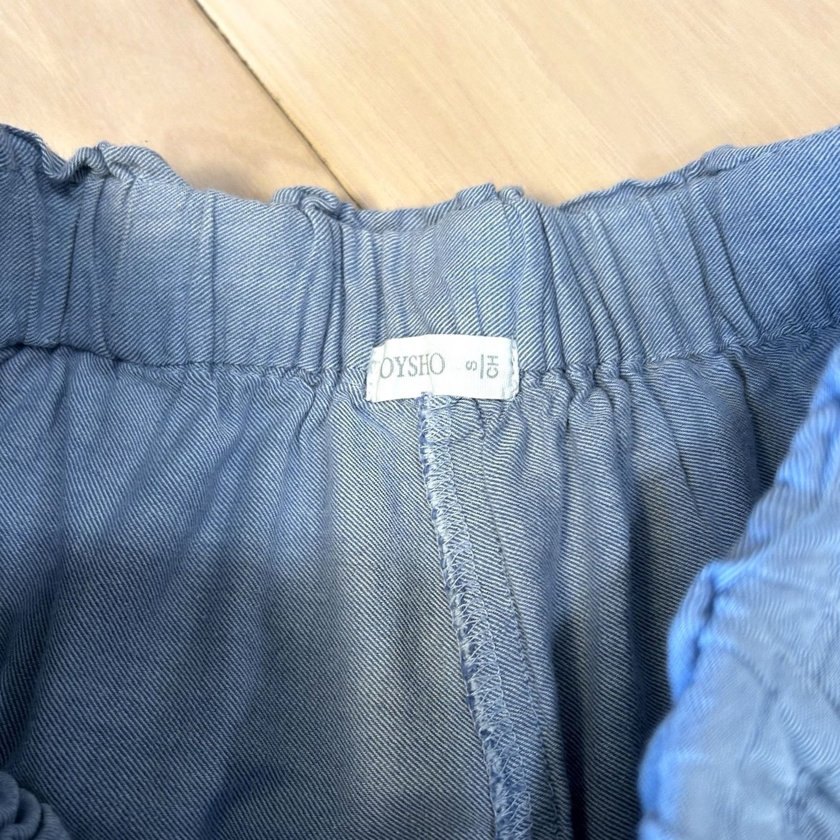 Vintage OYsho Otho Wide Leg Cropped Pant Embroidered Women’s S Blue Knit Cotton High Rise High-Woot? Size 28" / US 6 / IT 42 - 4 Thumbnail
