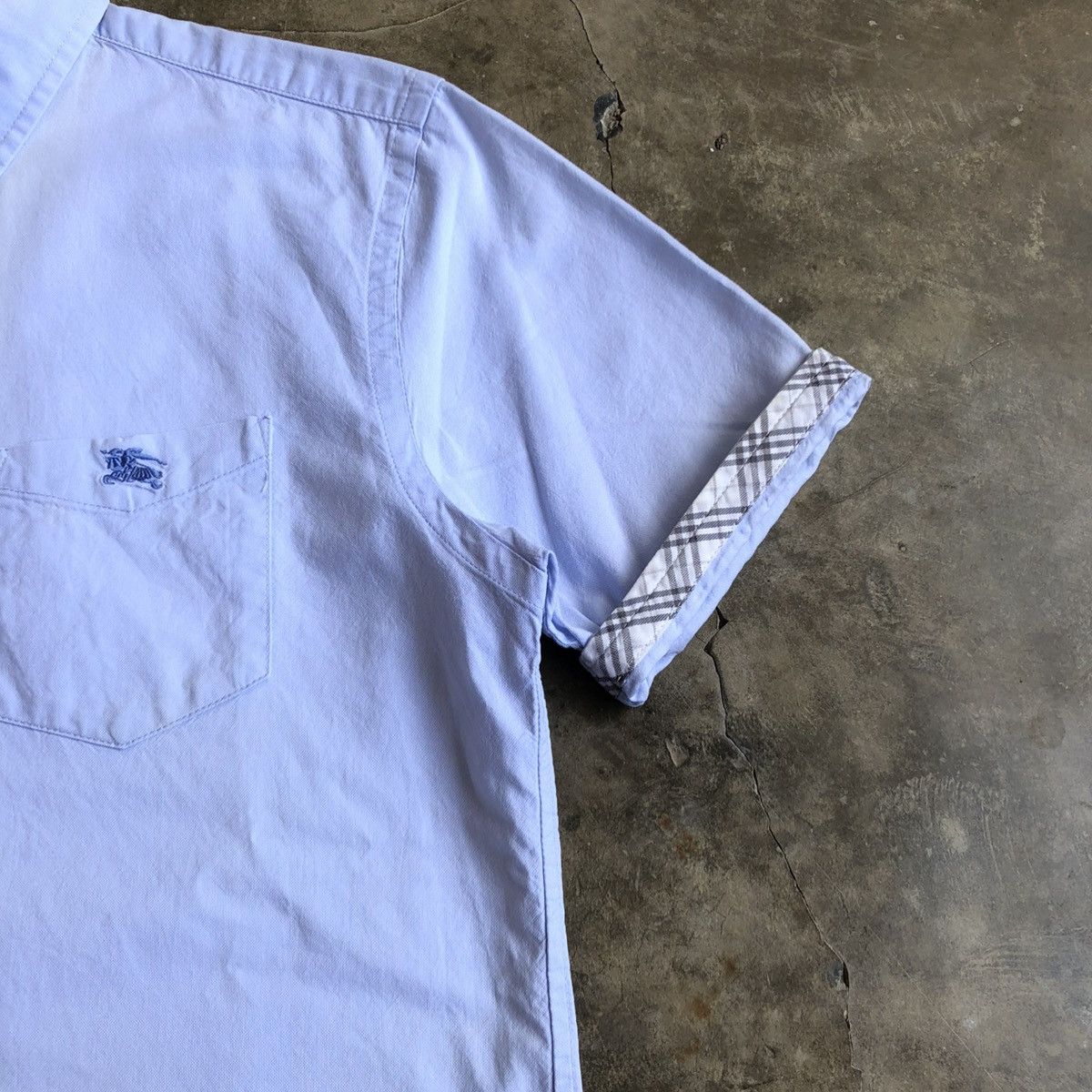 Burberry Vintage Burberry Black Label Pocket Logo Shirt Blue Luxury Size US M / EU 48-50 / 2 - 7 Thumbnail