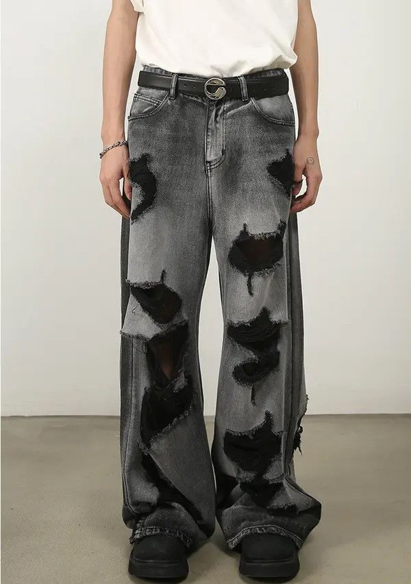 Japanese Brand Komura x Arai Straight-leg ripped wide-leg jeans Size US 32 / EU 48 - 7 Thumbnail